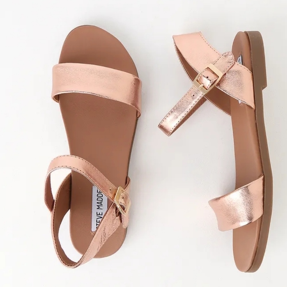 Steve Madden Rose Gold Leather Dina Sandals